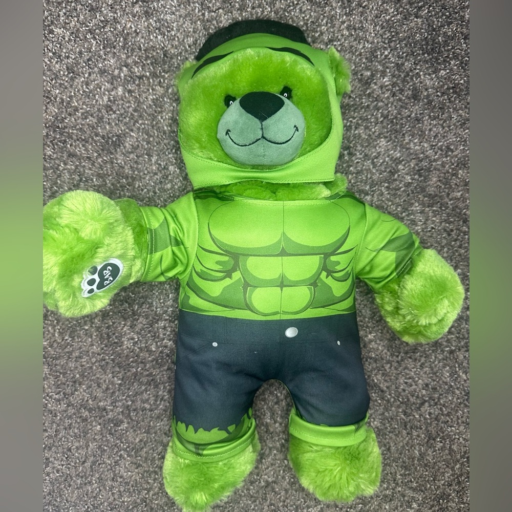 2014‎ green Build-a-Bear Incredible Hulk Avengers costume plush with mask
